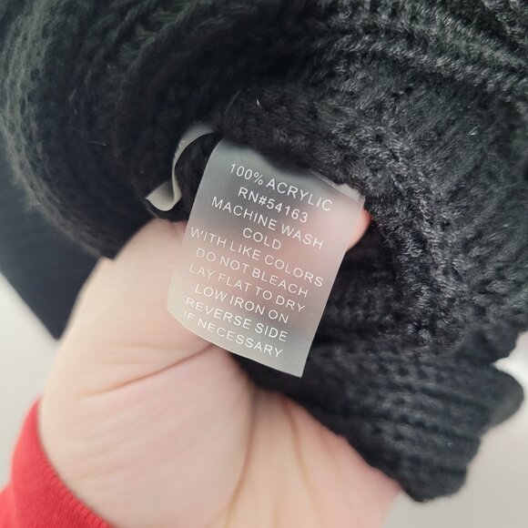 Calvin Klein black ribbed knit timeless classic minimalist turtleneck sweater L - Picture 5 of 8